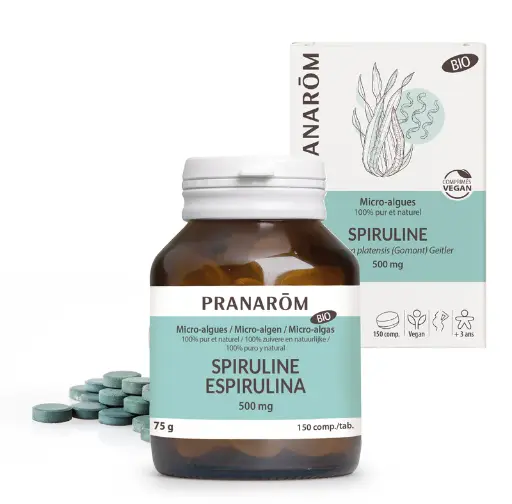 Spiruline bio 500mg 150 comprimés Pranarom